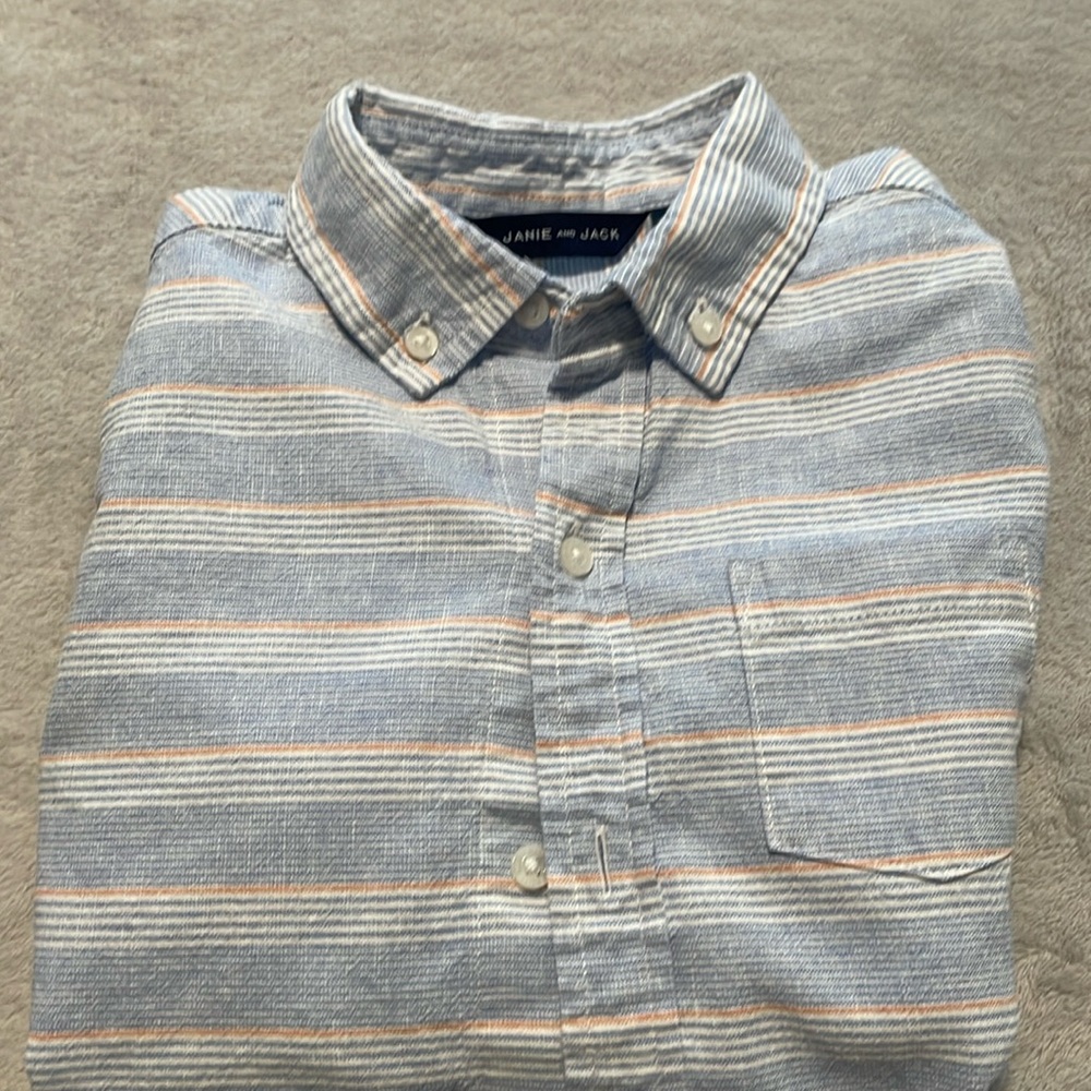 Janie and Jack Blue and White Button Down Shirt